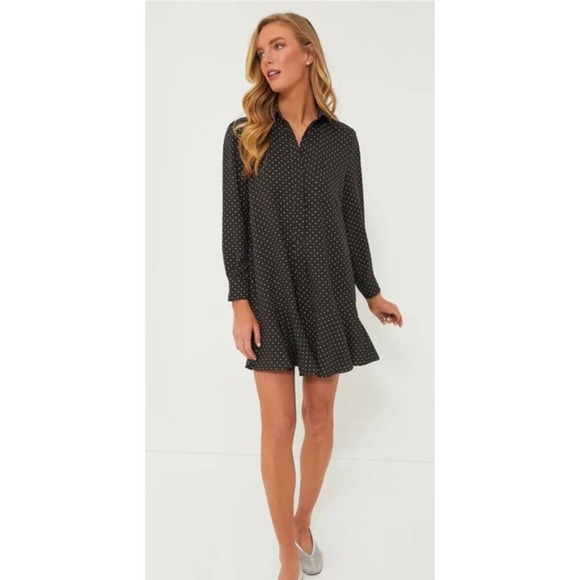 Tuckernuck Callahan Shirt Dress Espresso Brown Polka Dot Long Sleeve Size S